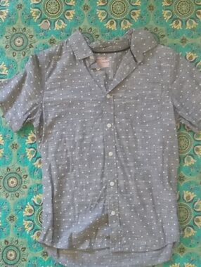 Cat & Jack Blue Shirt with White Polka Dots